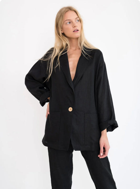 Blazer with Embellished Buttons